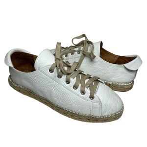 Maypol Anthropologie White Pebble Leather Lace up Espadrille Sneakers 41 /9.5
